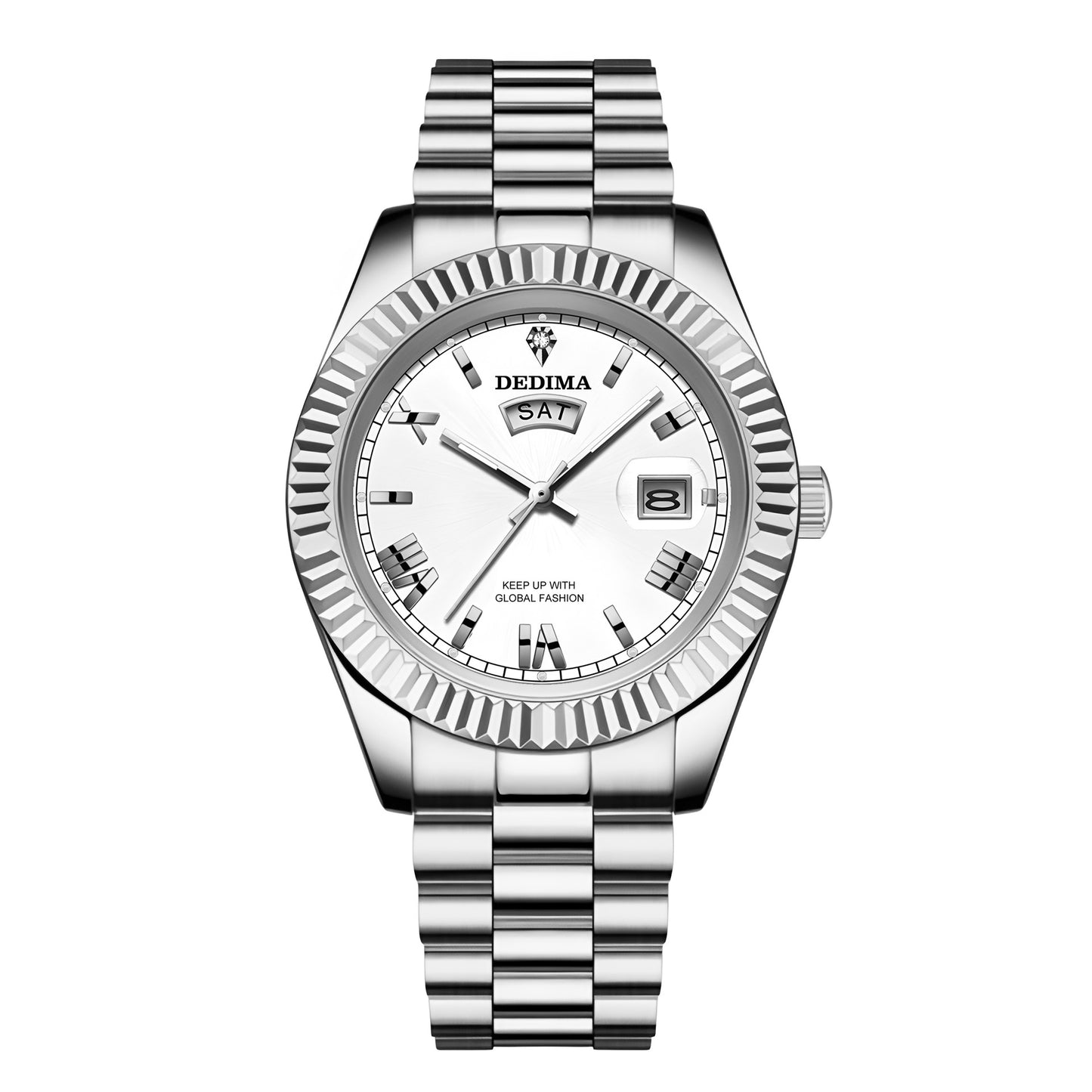 Elegant Roman Numeral Diamond Accent Mens Watch