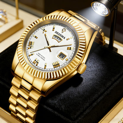 Elegant Roman Numeral Diamond Accent Mens Watch