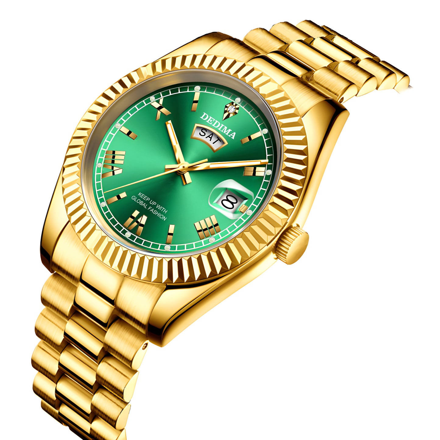 Elegant Roman Numeral Diamond Accent Mens Watch