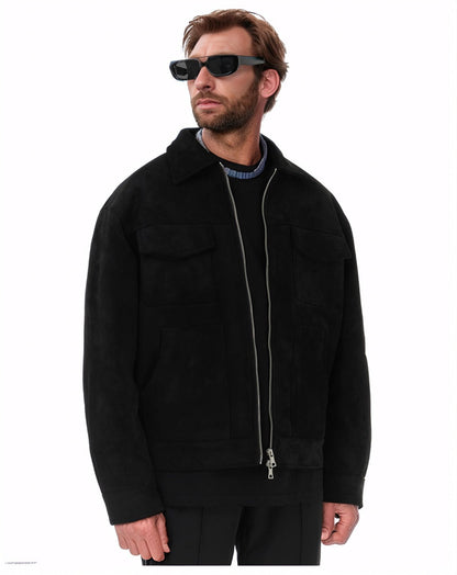 Mens Suede Zip Pocket Jacket