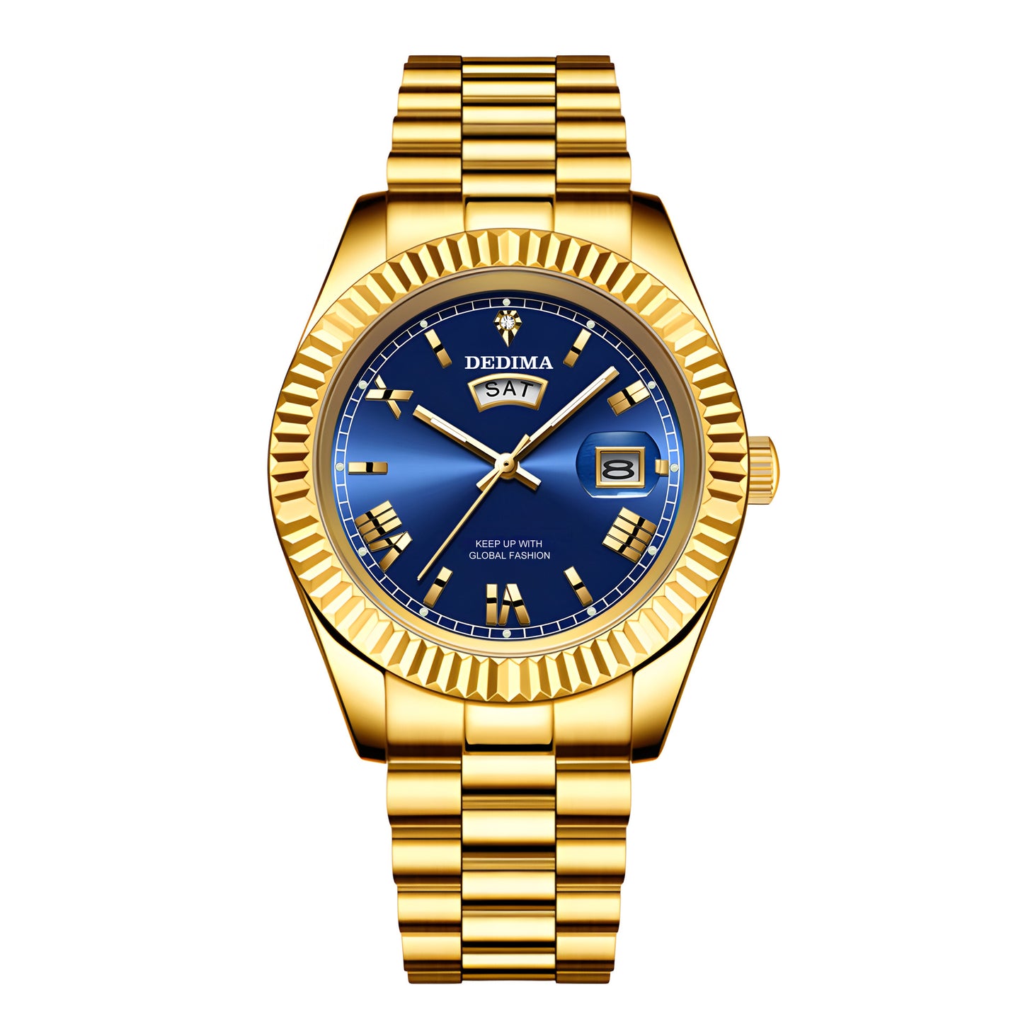 Elegant Roman Numeral Diamond Accent Mens Watch
