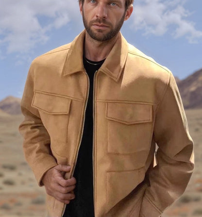 Mens Suede Zip Pocket Jacket