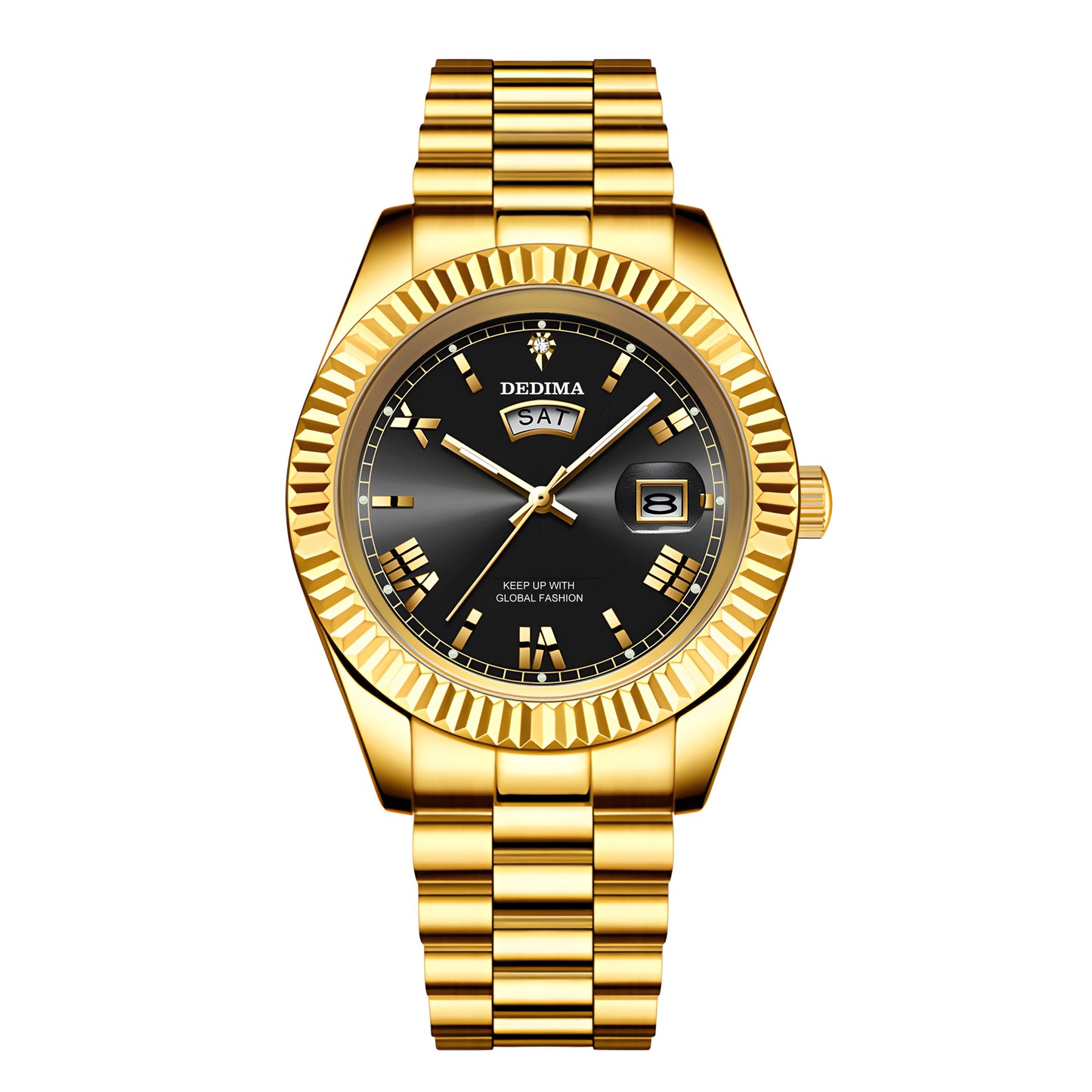 Elegant Roman Numeral Diamond Accent Mens Watch