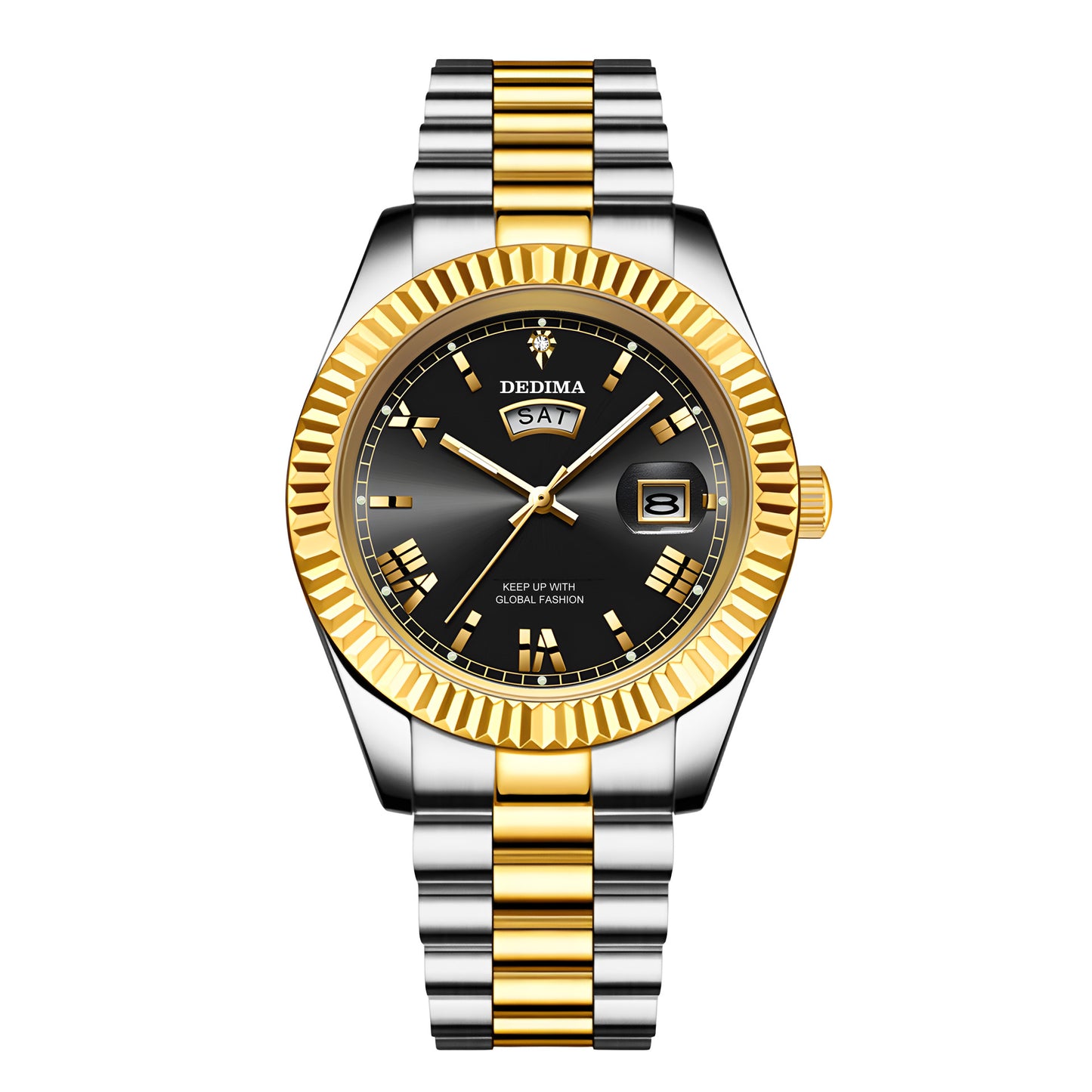 Elegant Roman Numeral Diamond Accent Mens Watch