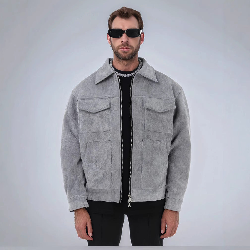 Mens Suede Zip Pocket Jacket