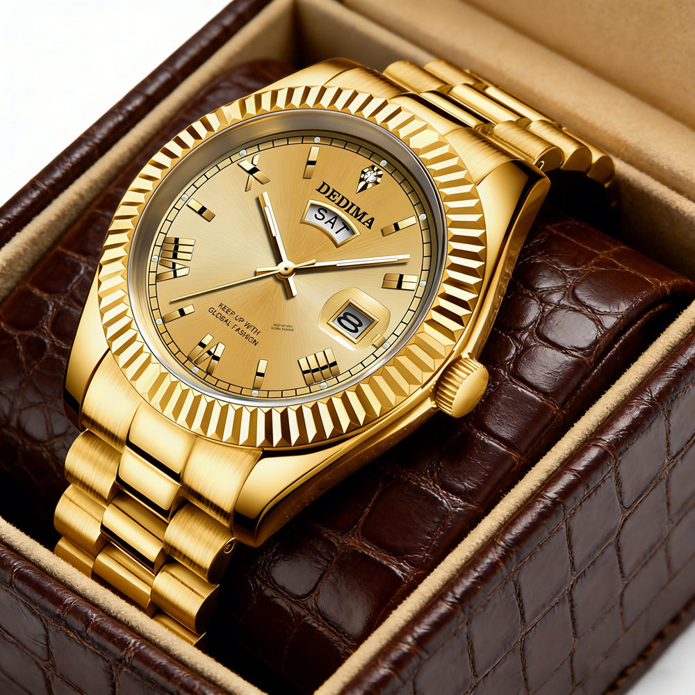 Elegant Roman Numeral Diamond Accent Mens Watch